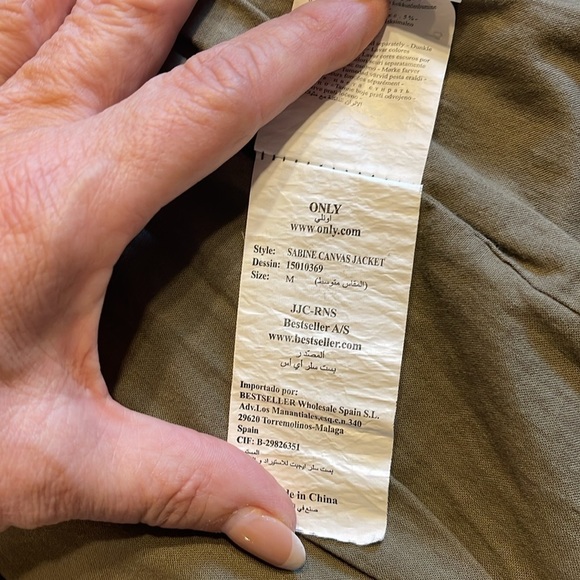 ONLY Army Green Utility Canvas Jacket w/ Hood | Drawstring Waist | M - Picture 11 of 13